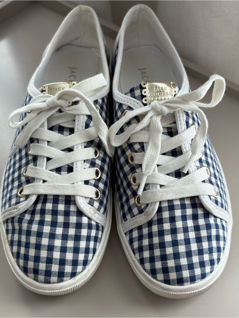 Jack Rogers Ava Gingham Sneakers, 9.5 🤍💙